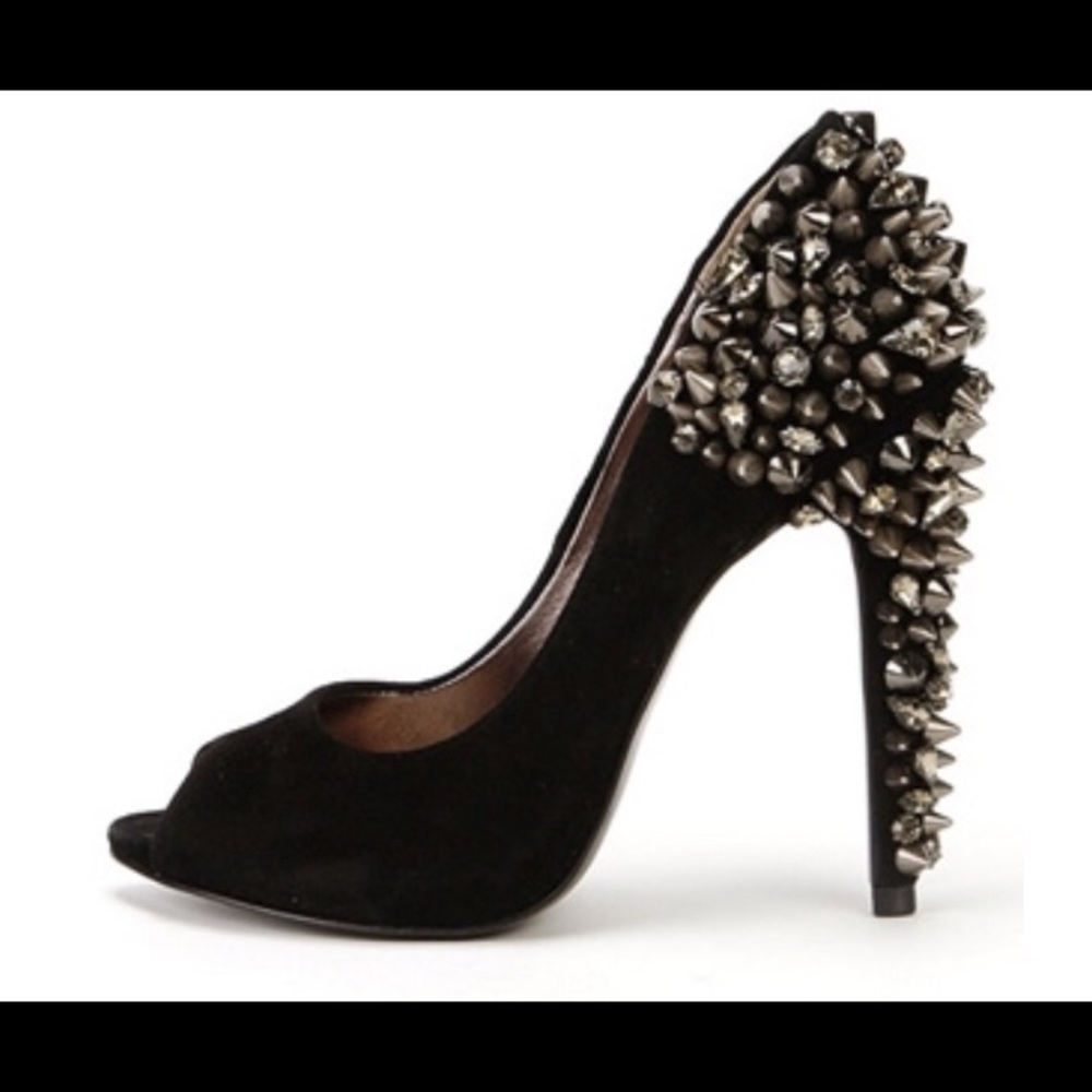 Sam Edelman black suede spiked heels
